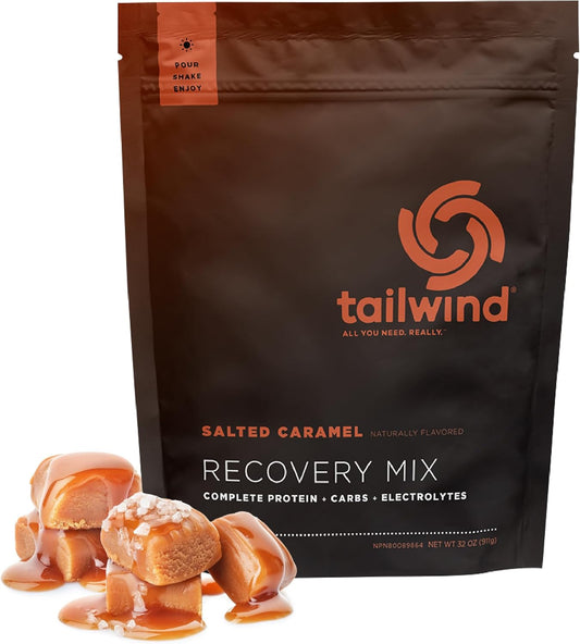 Vegan Salted Caramel Recovery Mix with Protein, Carbs, and Electrolytes for Post-Workout - Gluten, Soy, Dairy-Free - 15 Servings