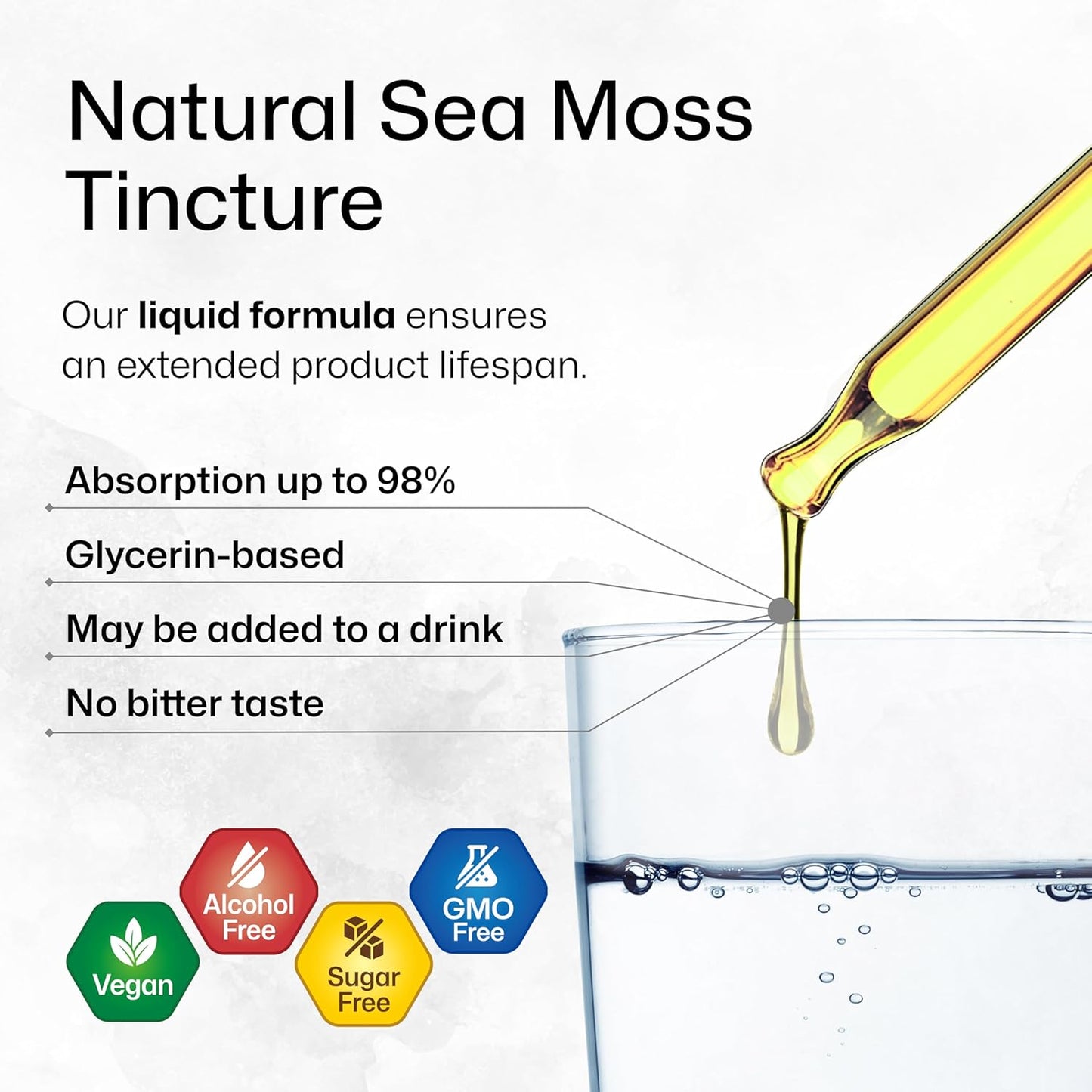 Vegan Sea Moss and Bladderwrack Drops for Immune Support - Alcohol & Sugar Free - 4 Fl.Oz.