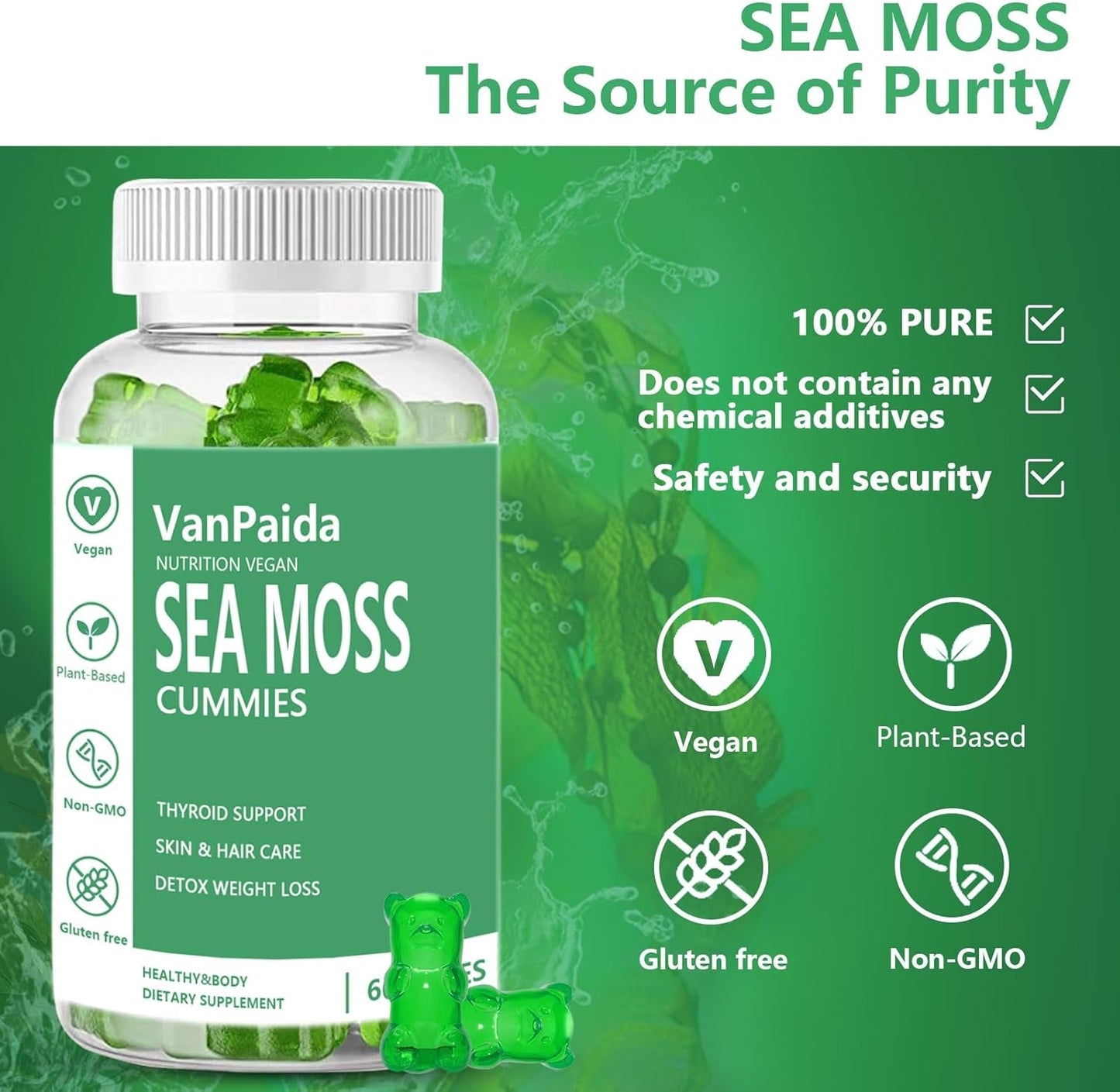 Vegan Sea Moss Gummies with Bladderwrack & Burdock Root for Immune & Joint Support - BoostGo Australia