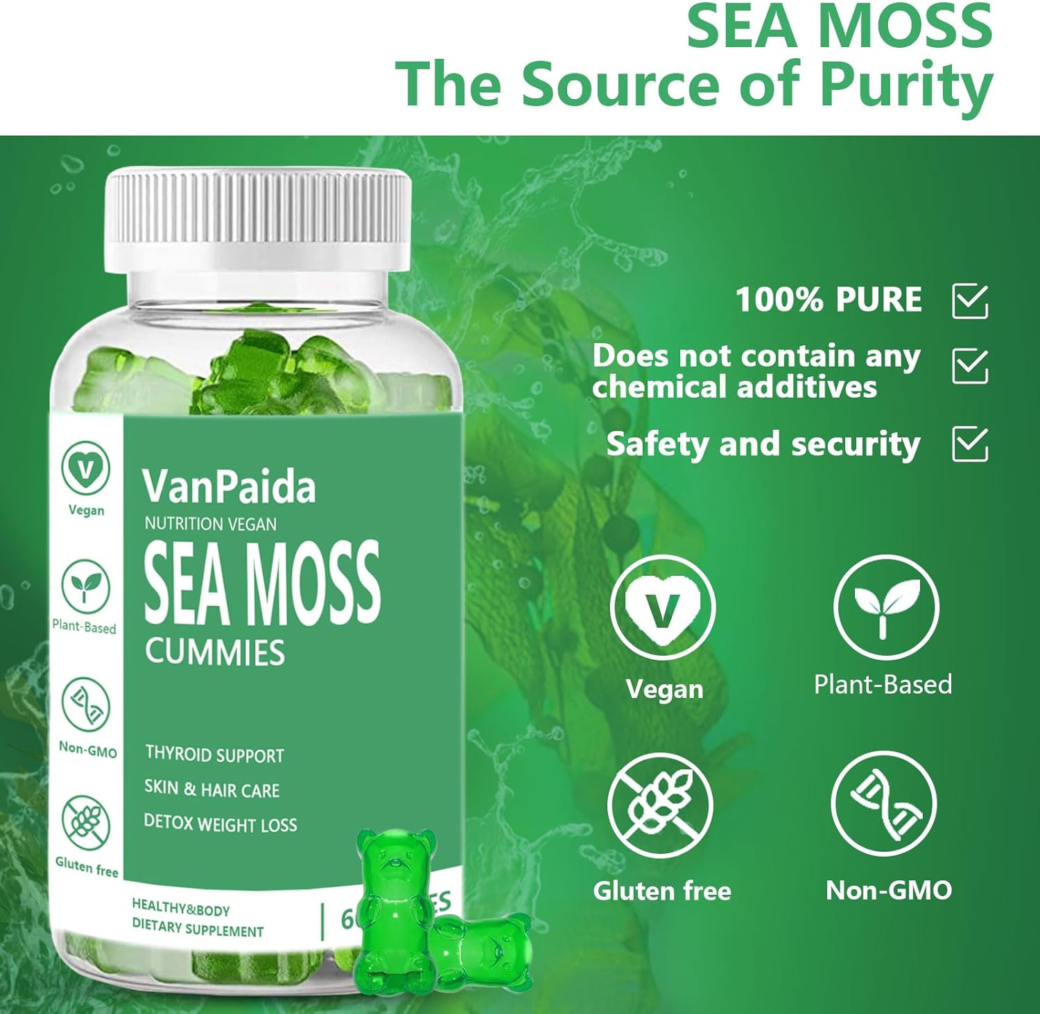 Vegan Sea Moss Gummies with Bladderwrack & Burdock Root for Immune & Joint Support - BoostGo Australia