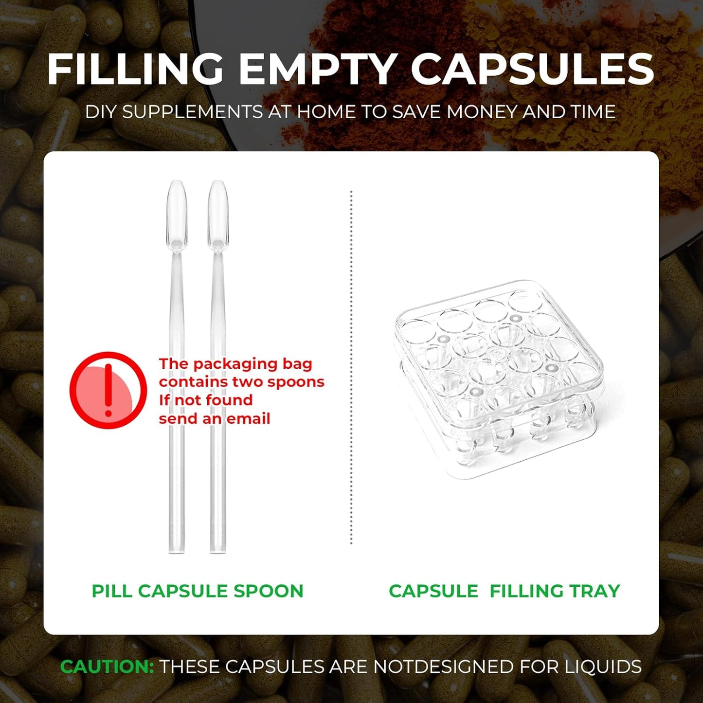 Vegan Size 000 Empty Capsules (1,000 Count) Plant Based Clear Caps Filling Kit with Spoons - Gluten Free, Non-GMO, Halal Certified