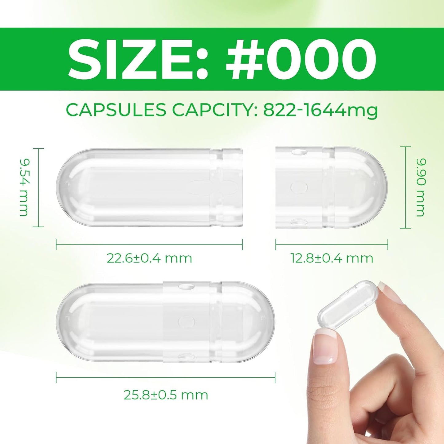 Vegan Size 000 Empty Capsules (1,000 Count) Plant Based Clear Caps Filling Kit with Spoons - Gluten Free, Non-GMO, Halal Certified