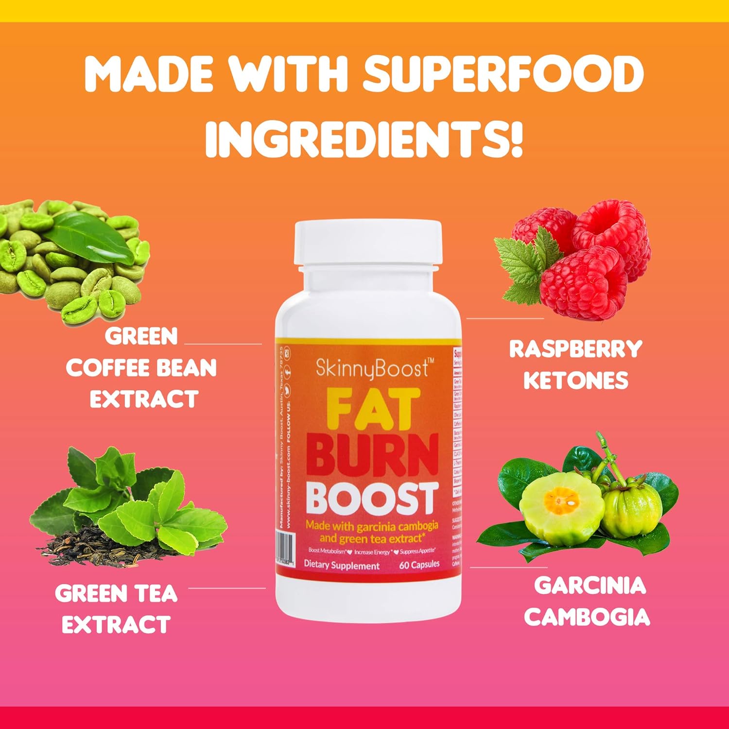 Vegan SkinnyBoost Fat Burn & Quick Cleanse Kit: Detox & Metabolism Support, Colon Cleanser - Made in USA