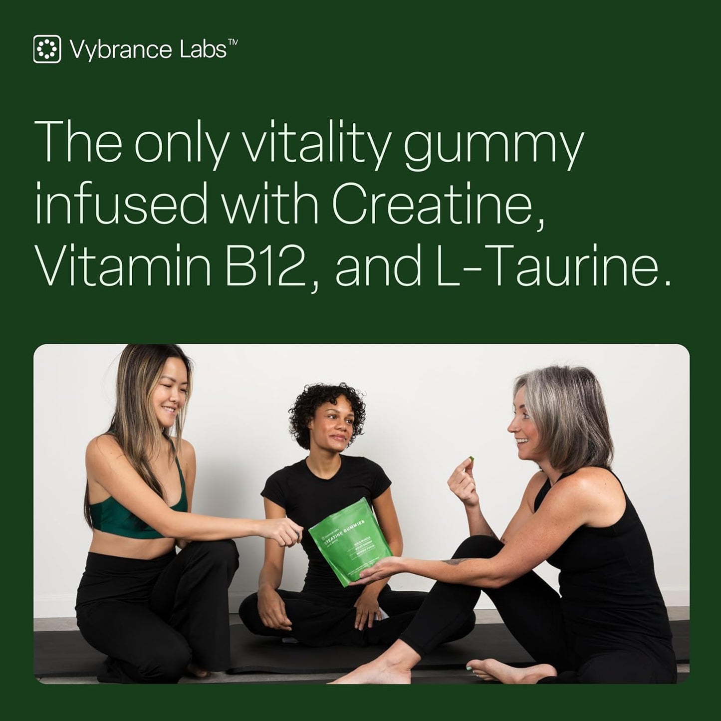 Vegan Sugar Free Creatine Gummies with Taurine & B12 - Boost Energy, Focus & Muscle | Gluten-Free | 120 ct Green Apple Flavor