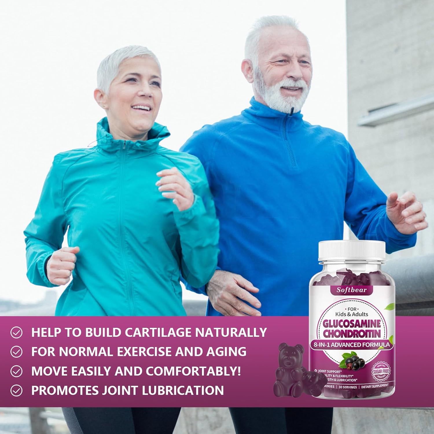Vegan Sugar-Free Glucosamine Chondroitin MSM Gummies for Joint Health - Elderberry Flavor (120 Gummies)
