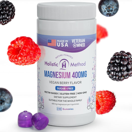 Vegan Sugar-Free Magnesium Citrate Gummies for Better Sleep - Non-GMO Supplement for Adults, Teens, and Kids - Mixed Berry Flavor - 240 Chews