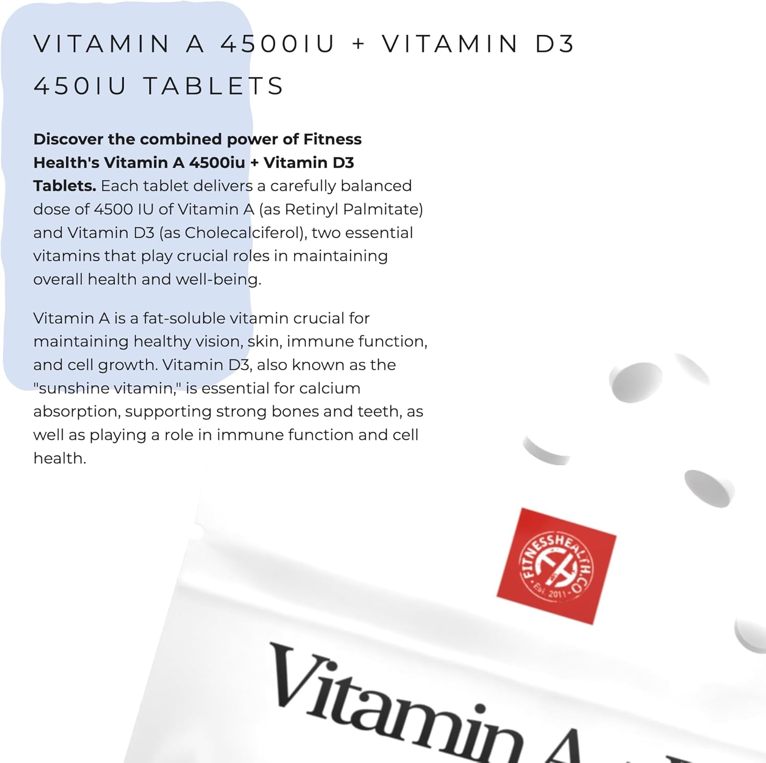 Vegan Vitamin A 10000IU Tablets for Healthy Skin & Vision - Mood Support Supplement - Quality Nutrition for Fitness - Vegan/Vegetarian Friendly - Eco-Friendly Packaging