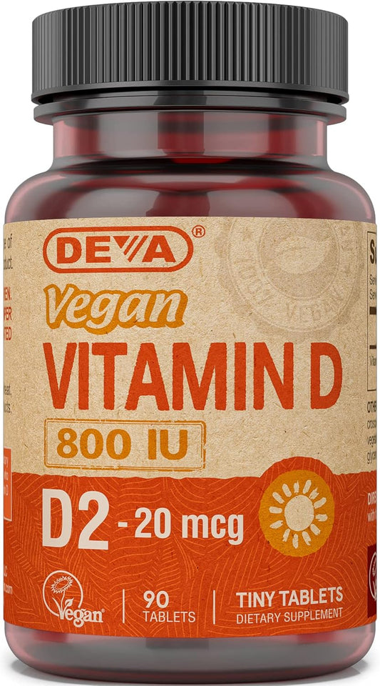 Vegan Vitamin D2 800 IU Supplement, Ergocalciferol Tablets, Animal Ingredient-Free, 90 Count