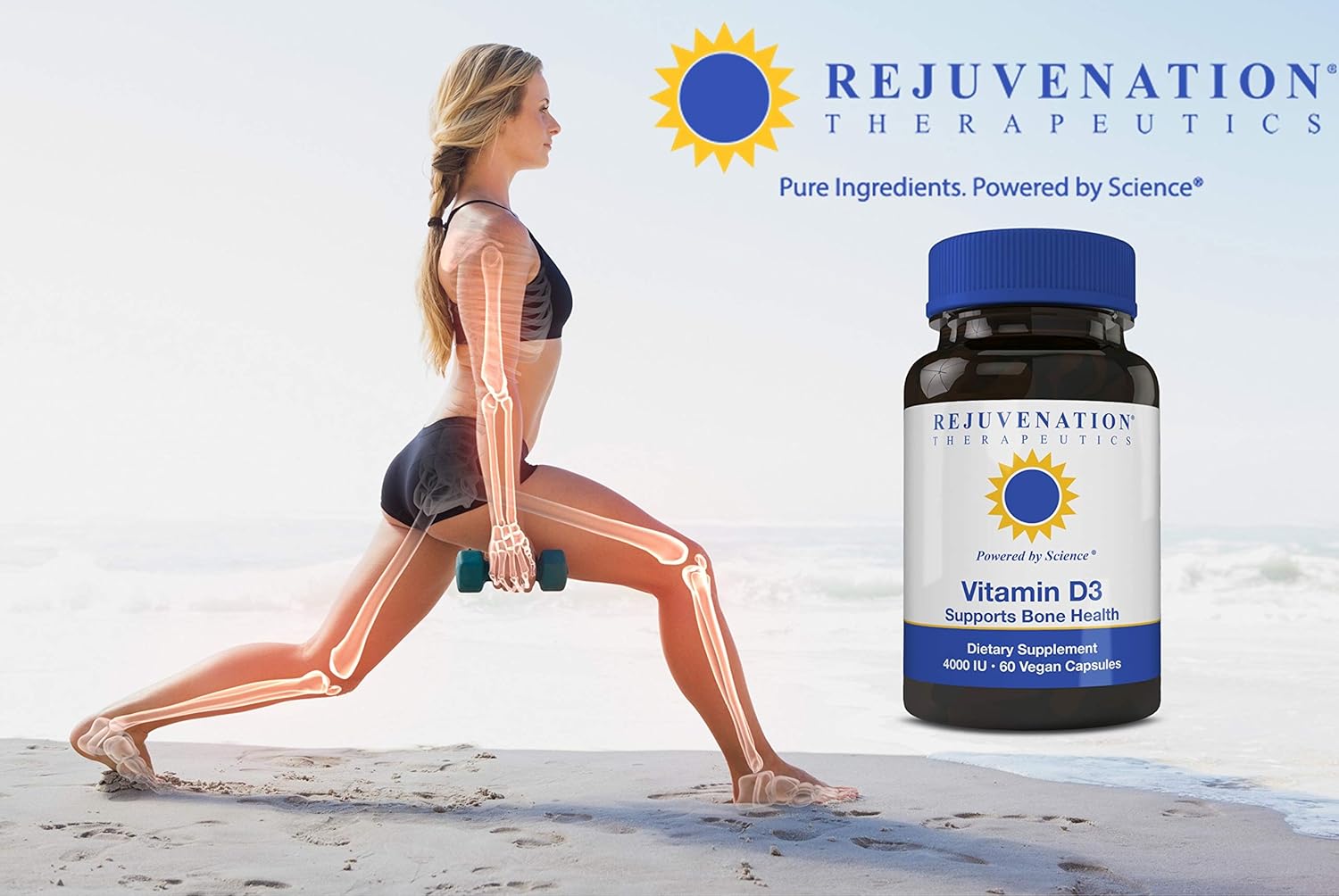 Vegan Vitamin D3 4000IU Capsules for Bone Health - Rejuvenation Therapeutics (60 Count)