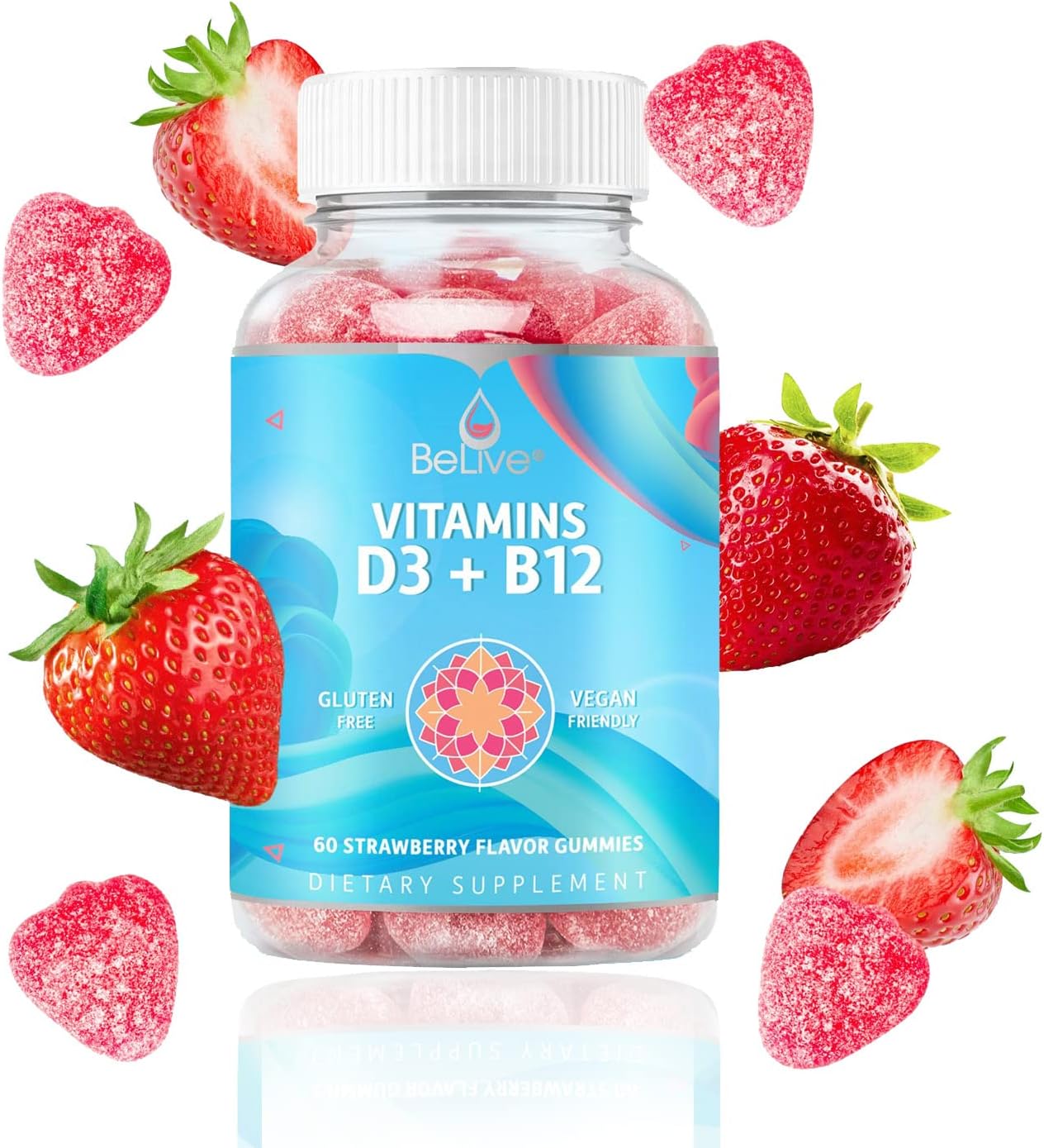 Vegan Vitamin D3 & B12 Gummies for Immune Support, Bone Strength, and Energy - Strawberry Flavor | 3-Pack