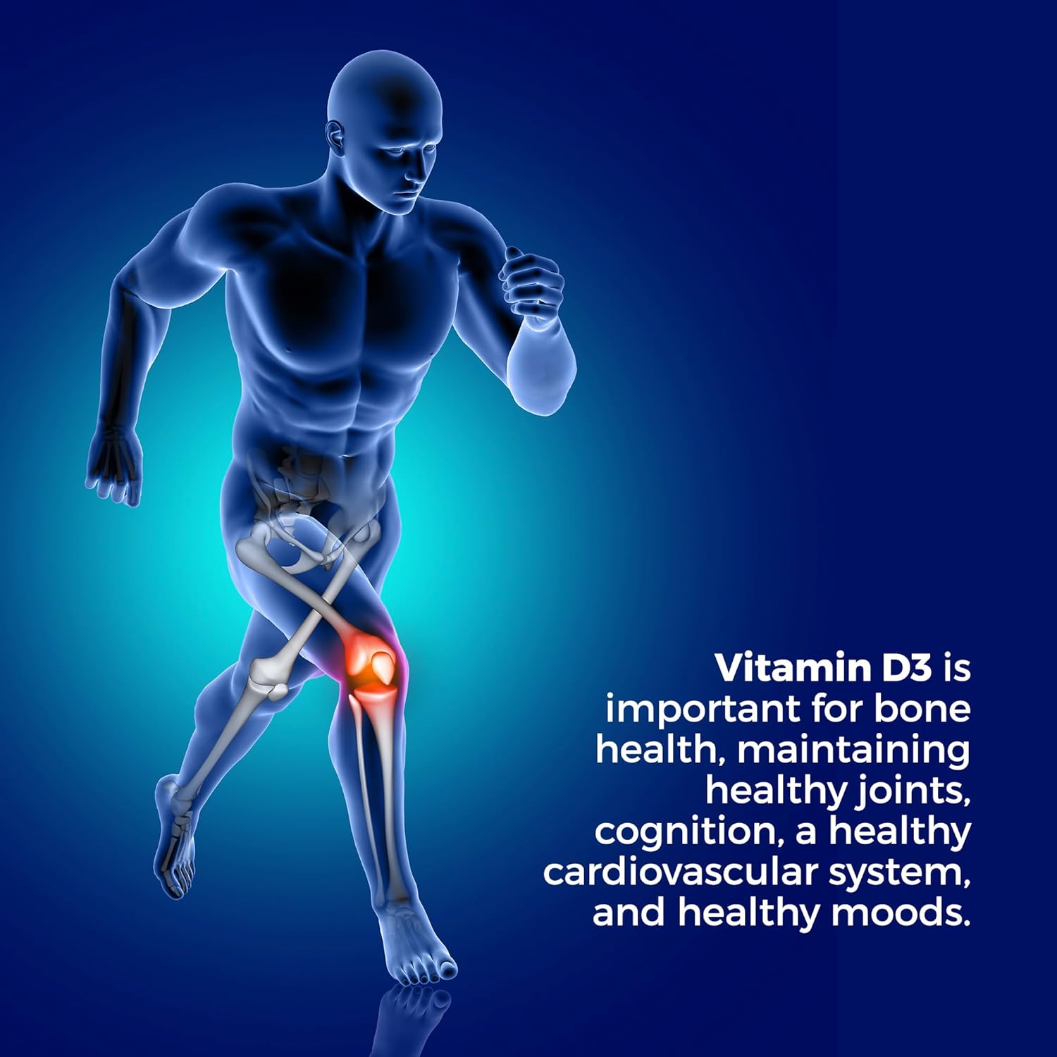 Vegan Vitamin D3 Capsules 5000 IU - 90 Count, Non-GMO, Gluten Free, Muscle & Joint Health Support for Healthy Aging, 3 Month Supply