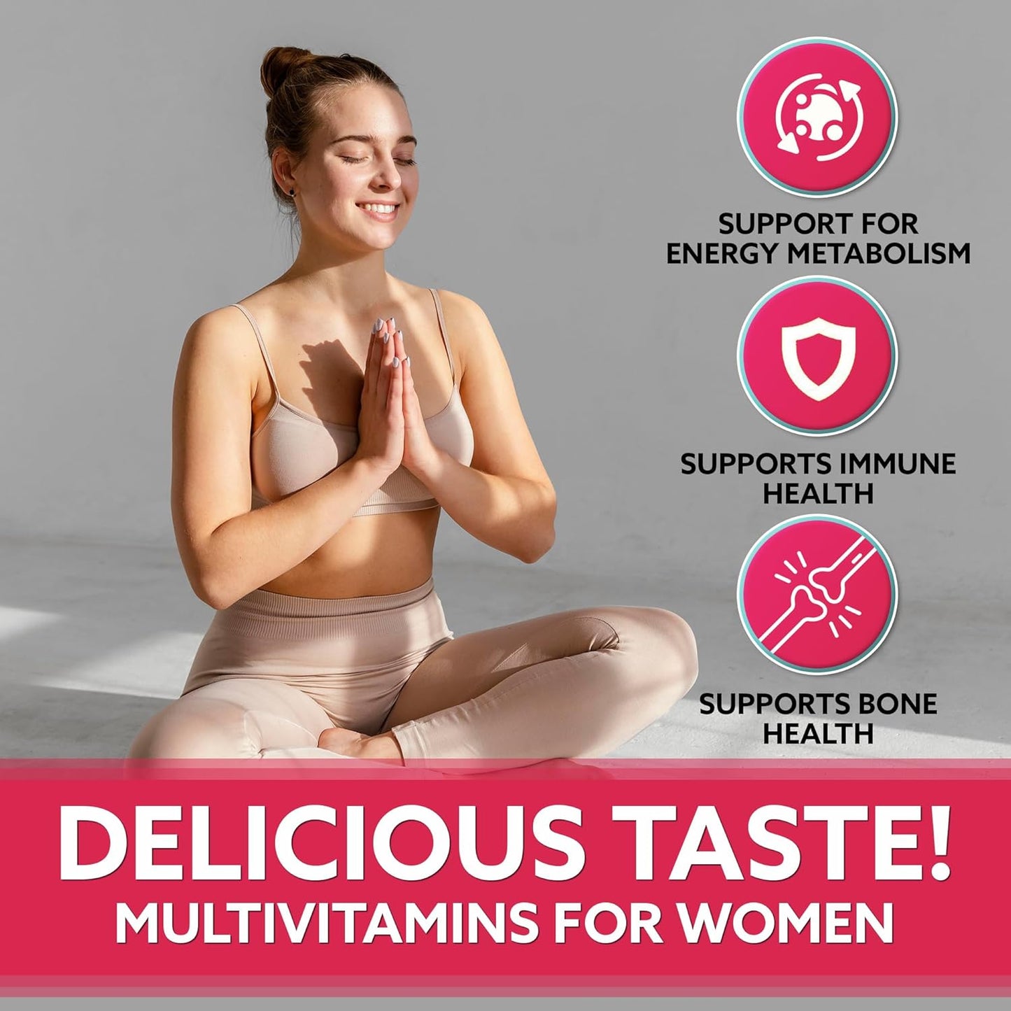 Vegan Women's Multivitamin Gummies with Folic Acid & Essential Vitamins | Peach Tea Flavor, Non-GMO & Pectin-Based | 60 Count