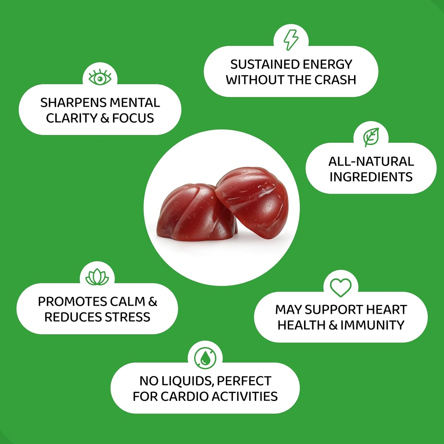 Vegan Yerba Mate Gummies with Yuzu & Ginger Flavor - Boost Energy, Focus, and Immunity | Non-GMO, Gluten-Free Supplement Gummies for Cardio Health