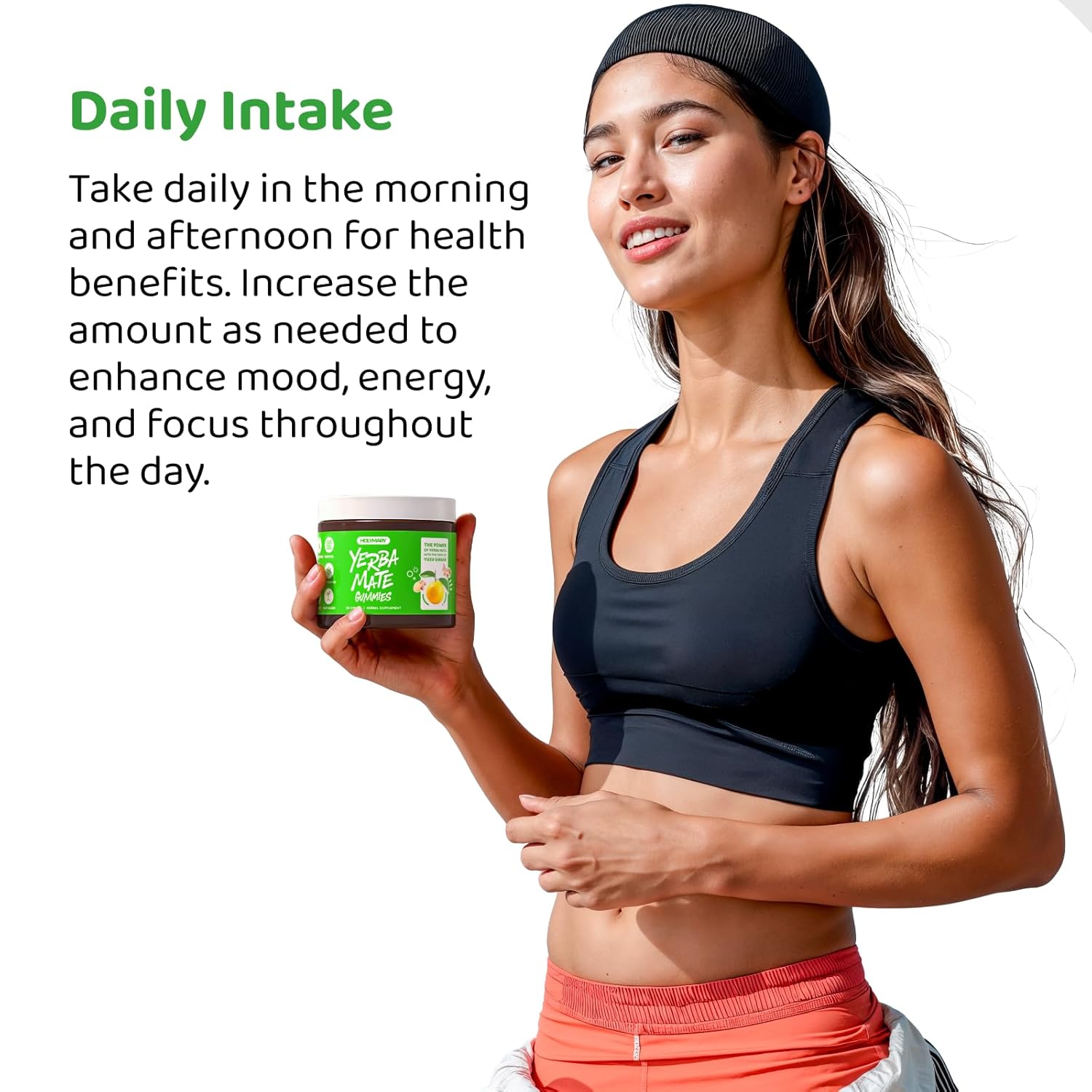 Vegan Yerba Mate Gummies with Yuzu & Ginger Flavor - Boost Energy, Focus, and Immunity | Non-GMO, Gluten-Free Supplement Gummies for Cardio Health