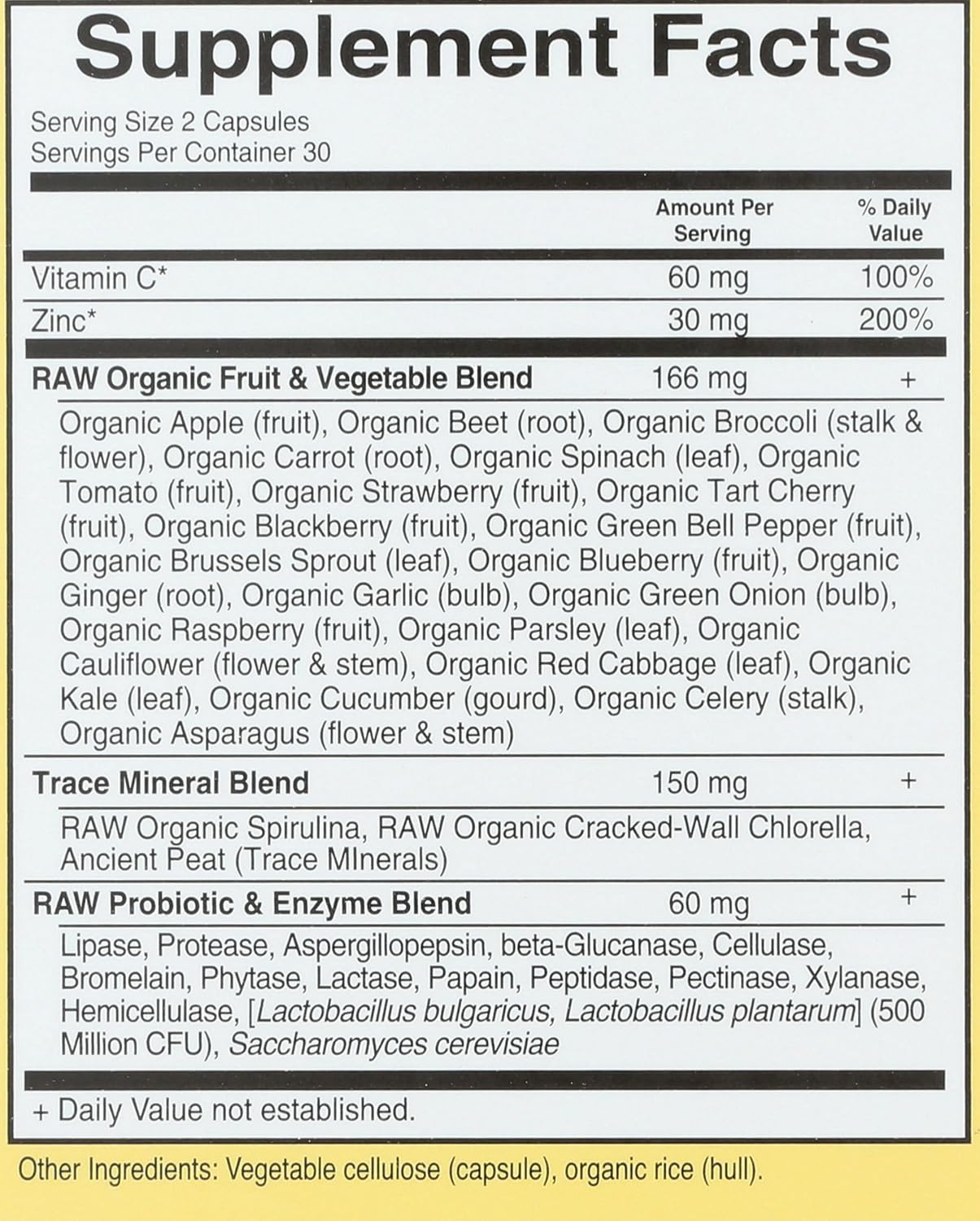 Vegan Zinc Supplement Capsules by Garden of Life - 60 Count