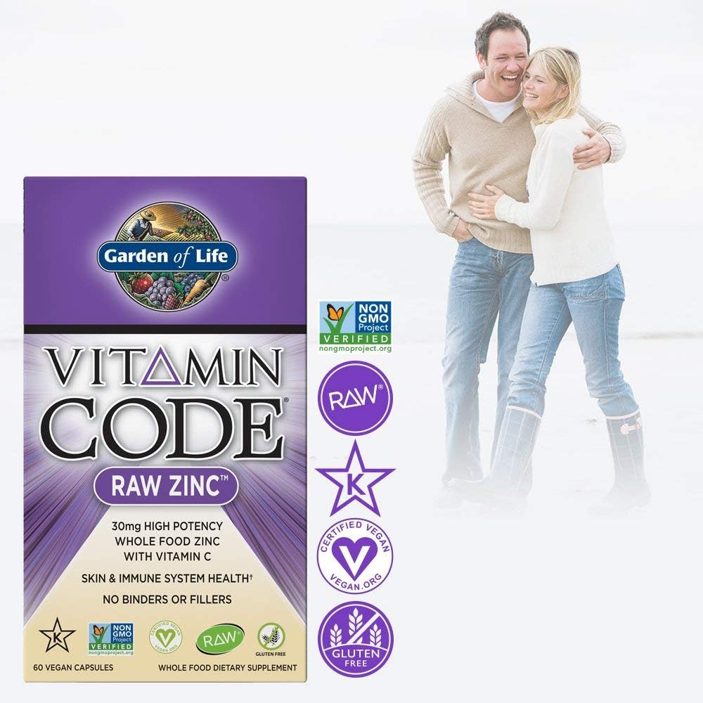 Vegan Zinc Supplement Capsules by Garden of Life - 60 Count
