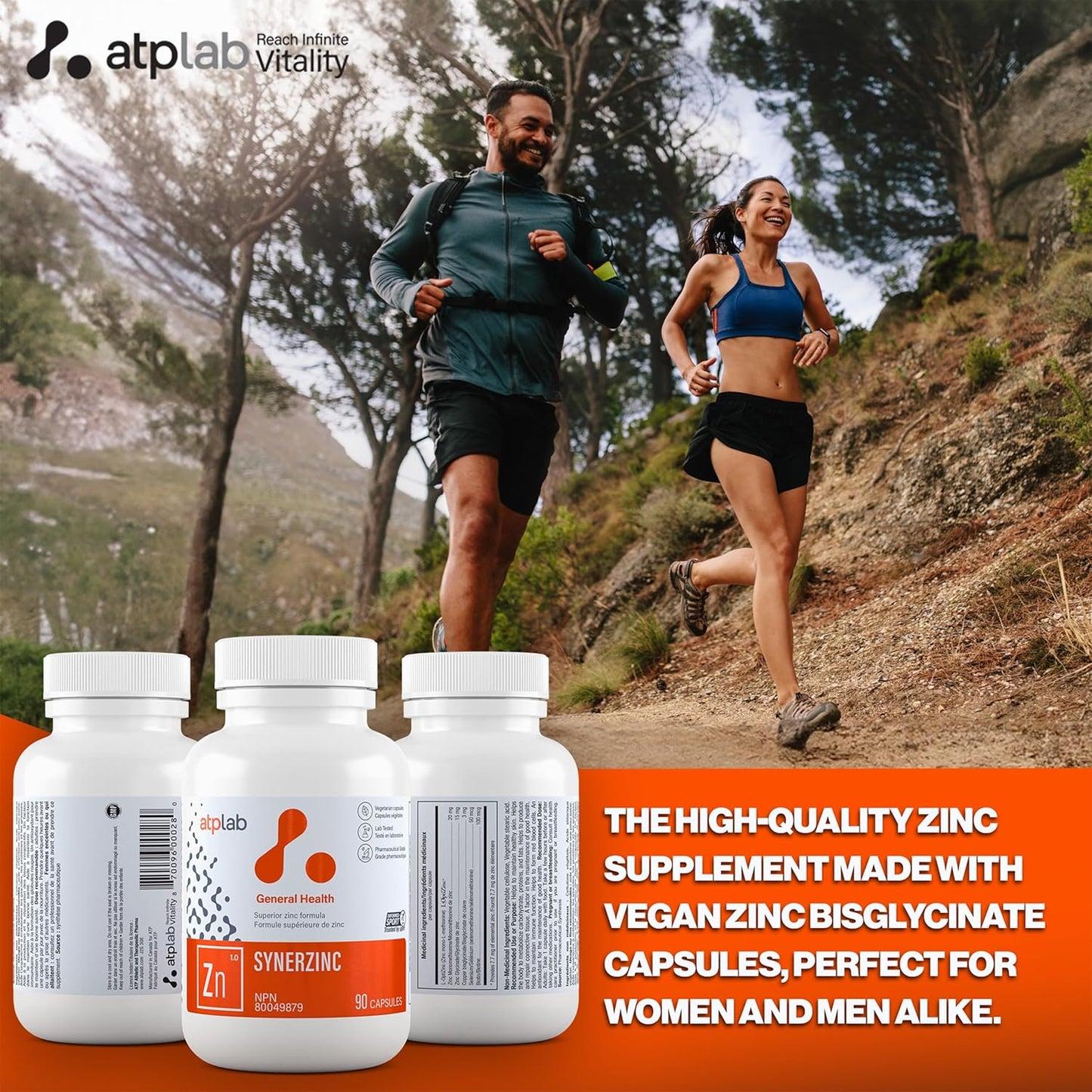 Vegan Zinc Supplement for Men & Women - ATP LAB Synerzinc Capsules - Mineral & Vitamin Supplements for Healthy Skin & Adults