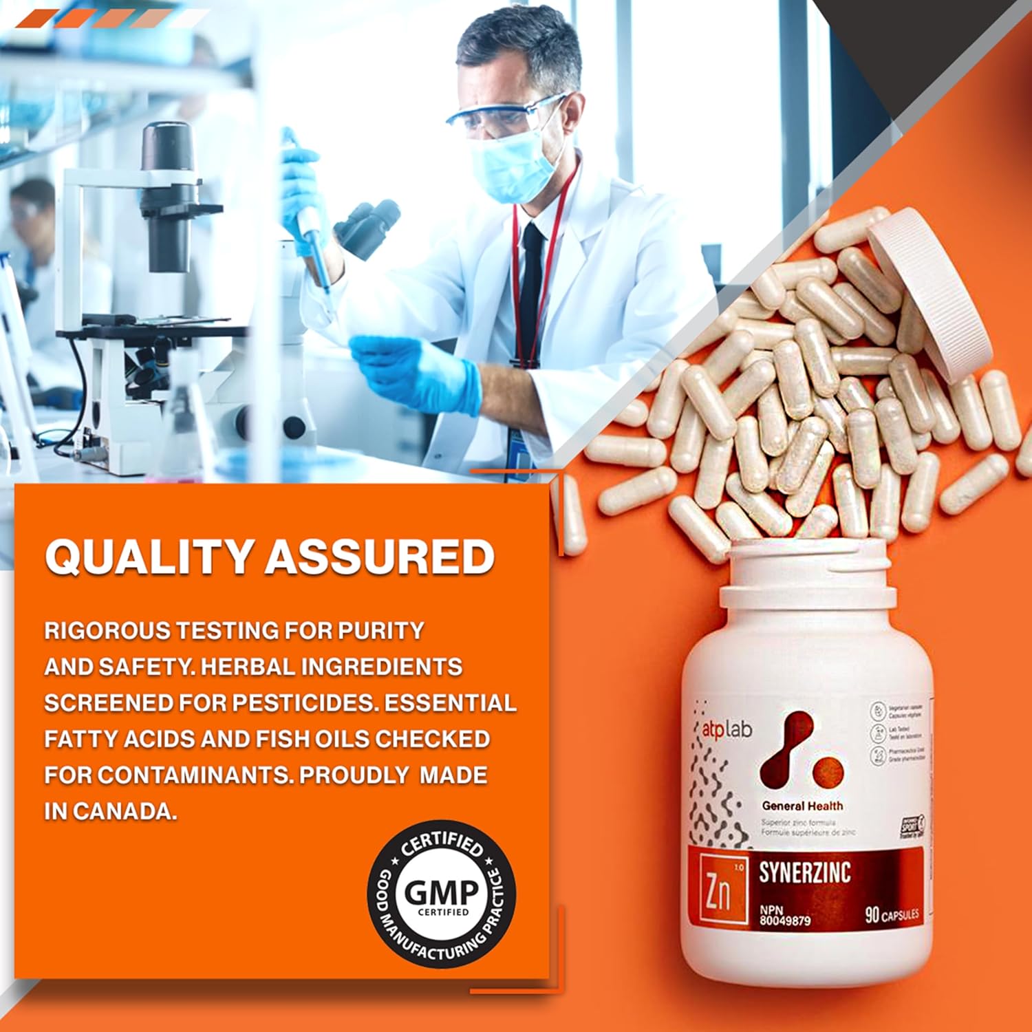 Vegan Zinc Supplement for Men & Women - ATP LAB Synerzinc Capsules - Mineral & Vitamin Supplements for Healthy Skin & Adults