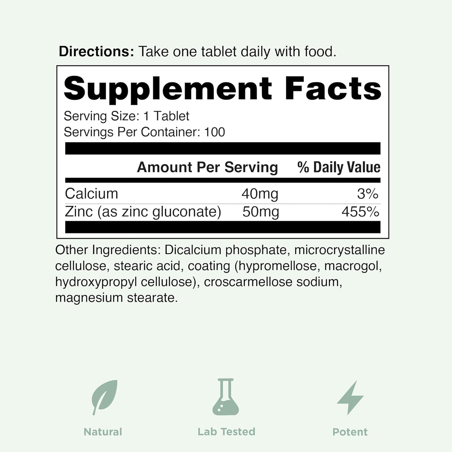 Vegan Zinc Supplements 50mg for Immune Support, Cold and Flu Relief, Clear Skin, Hormone Balance - 100 Tablets - BoostGo Australia