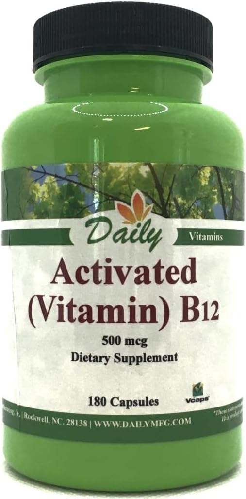 Vegetarian Activated Vitamin B12 Capsules - 180 Count for Daily Manufacturing