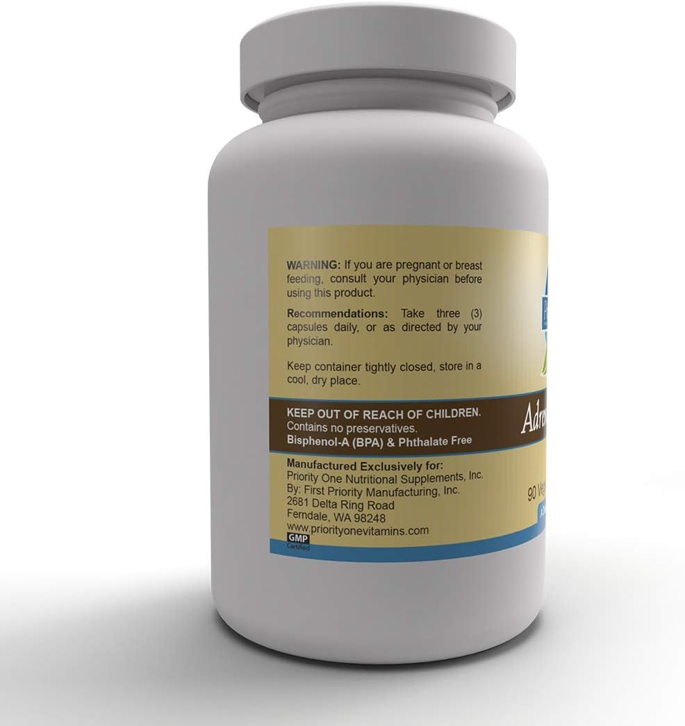 Vegetarian Adrenal Support Capsules - 90 Count by Priority One Vitamins