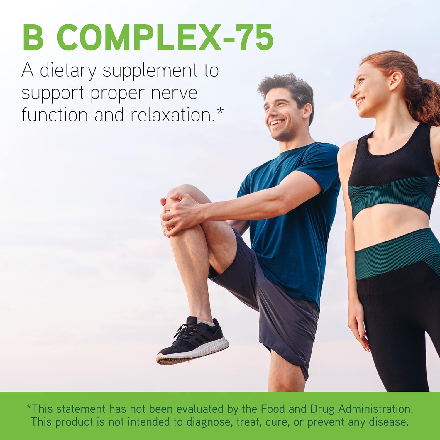 Vegetarian B Complex-75 Dietary Supplement for Relaxation and Nerve Function - Gluten-Free Capsules with Niacin, B6, B12, Biotin, Choline - 60 ct.