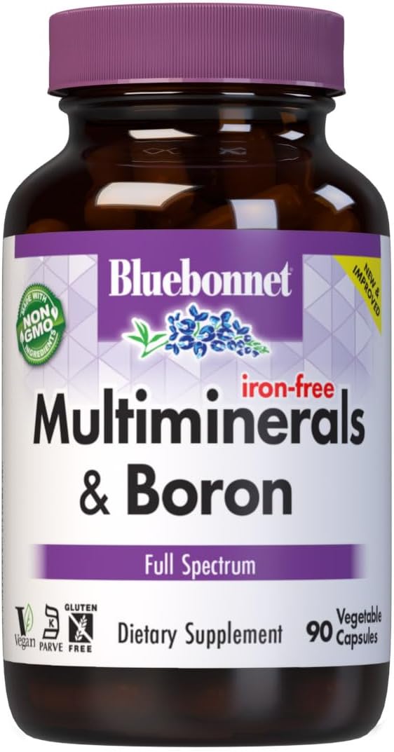 Vegetarian Bluebonnet Multi Mineral Plus Boron Capsules, Iron-Free - 90 Count