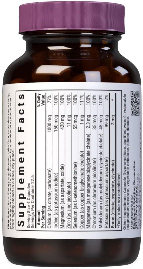 Vegetarian Bluebonnet Multi Mineral Plus Boron Capsules, Iron-Free - 90 Count