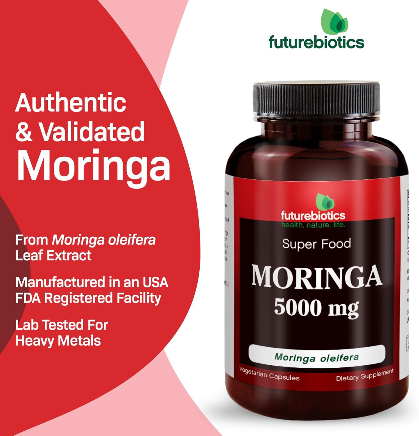 Vegetarian Capsules of FutureBiotics Moringa with 5000 mg - 60 Count