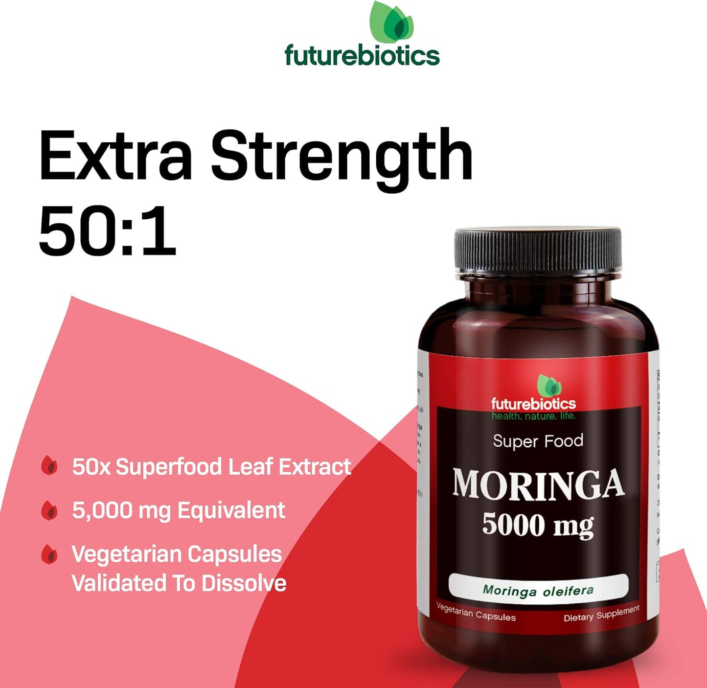 Vegetarian Capsules of FutureBiotics Moringa with 5000 mg - 60 Count