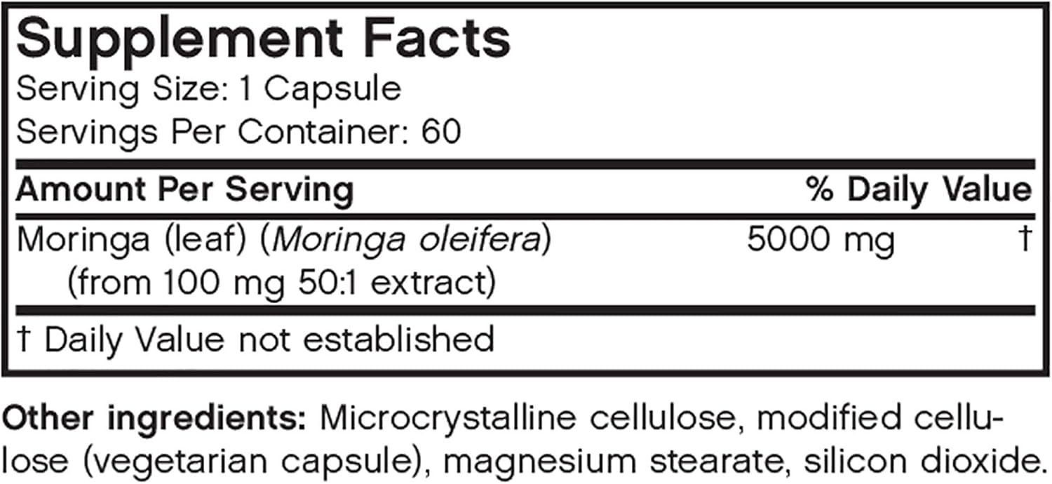 Vegetarian Capsules of FutureBiotics Moringa with 5000 mg - 60 Count