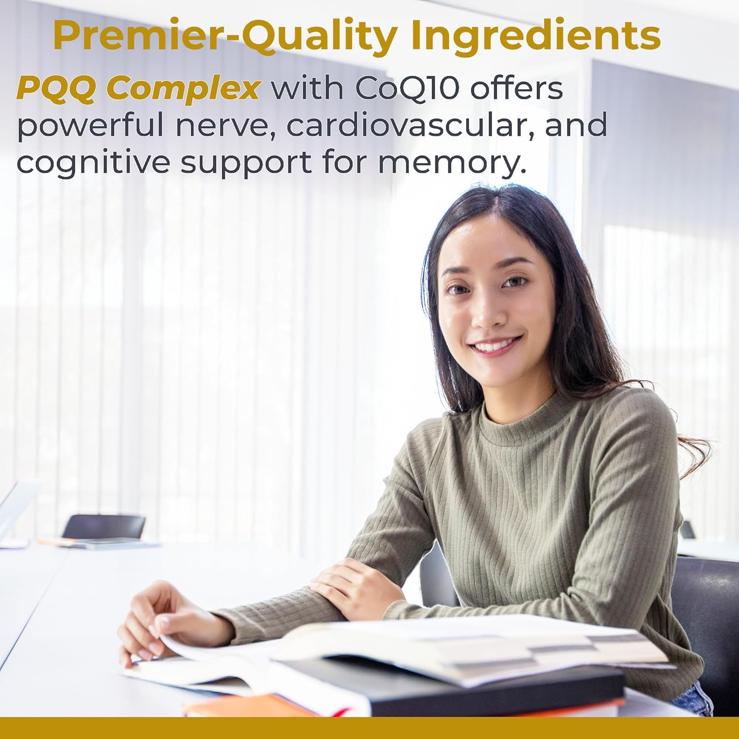 Vegetarian Coenzyme Q10 & PQQ Supplement for Antioxidant & Heart Support - 60 Capsules