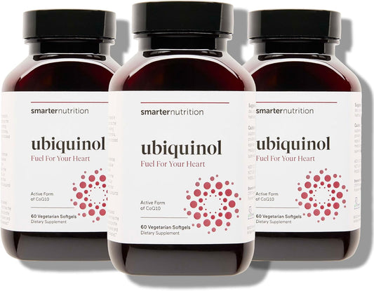 Vegetarian CoQ10 Ubiquinol with Omega 3 Ahiflower Oil - Heart Health Support - Soy Free, Non-GMO Softgels - 3 Pack, 90 Servings