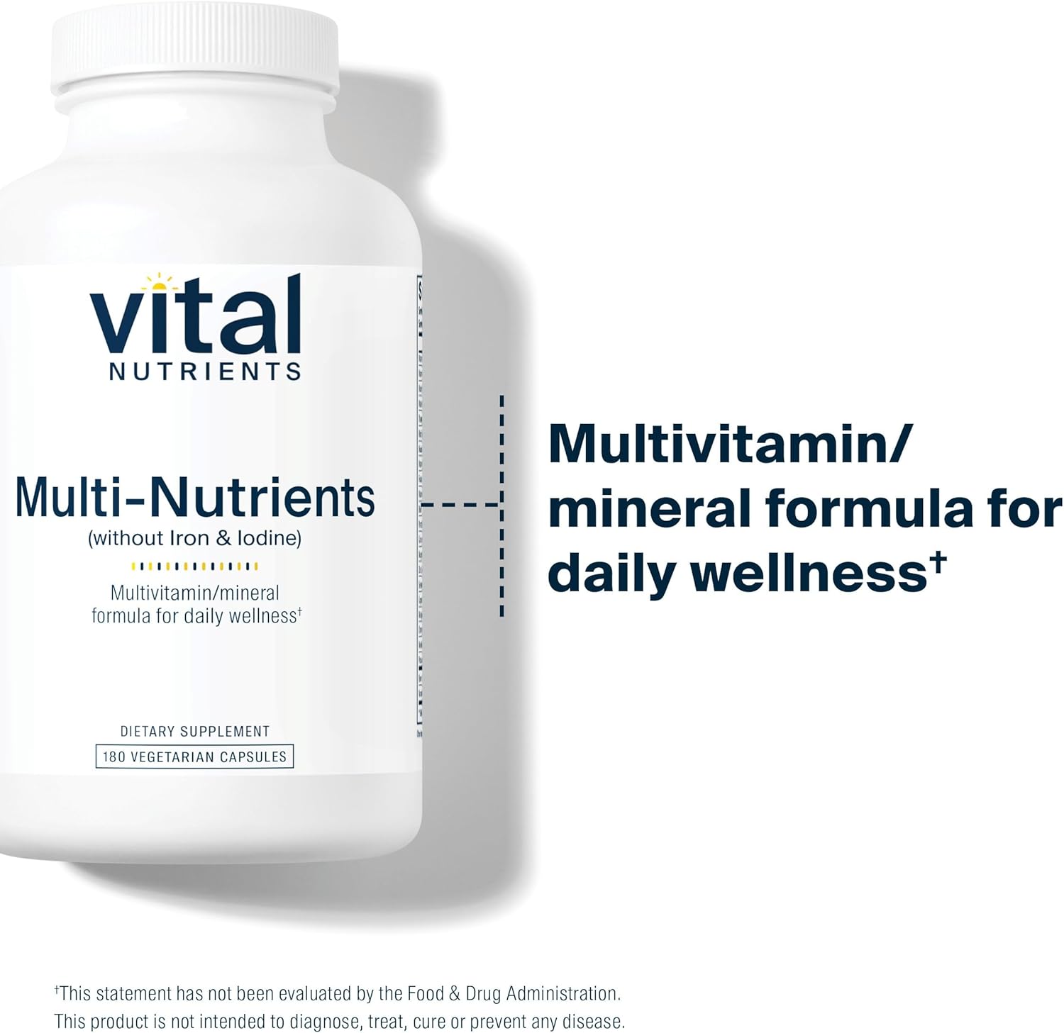 Vegetarian Daily Multivitamin with Antioxidants - Iron and Iodine Free - 180 Capsules