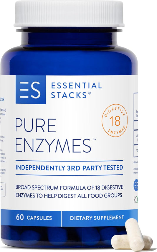 Vegetarian Digestive Enzymes Supplement - 18 Enzymes for Gluten, Dairy & Soy Free Digestion - Non-GMO (60 Capsules)