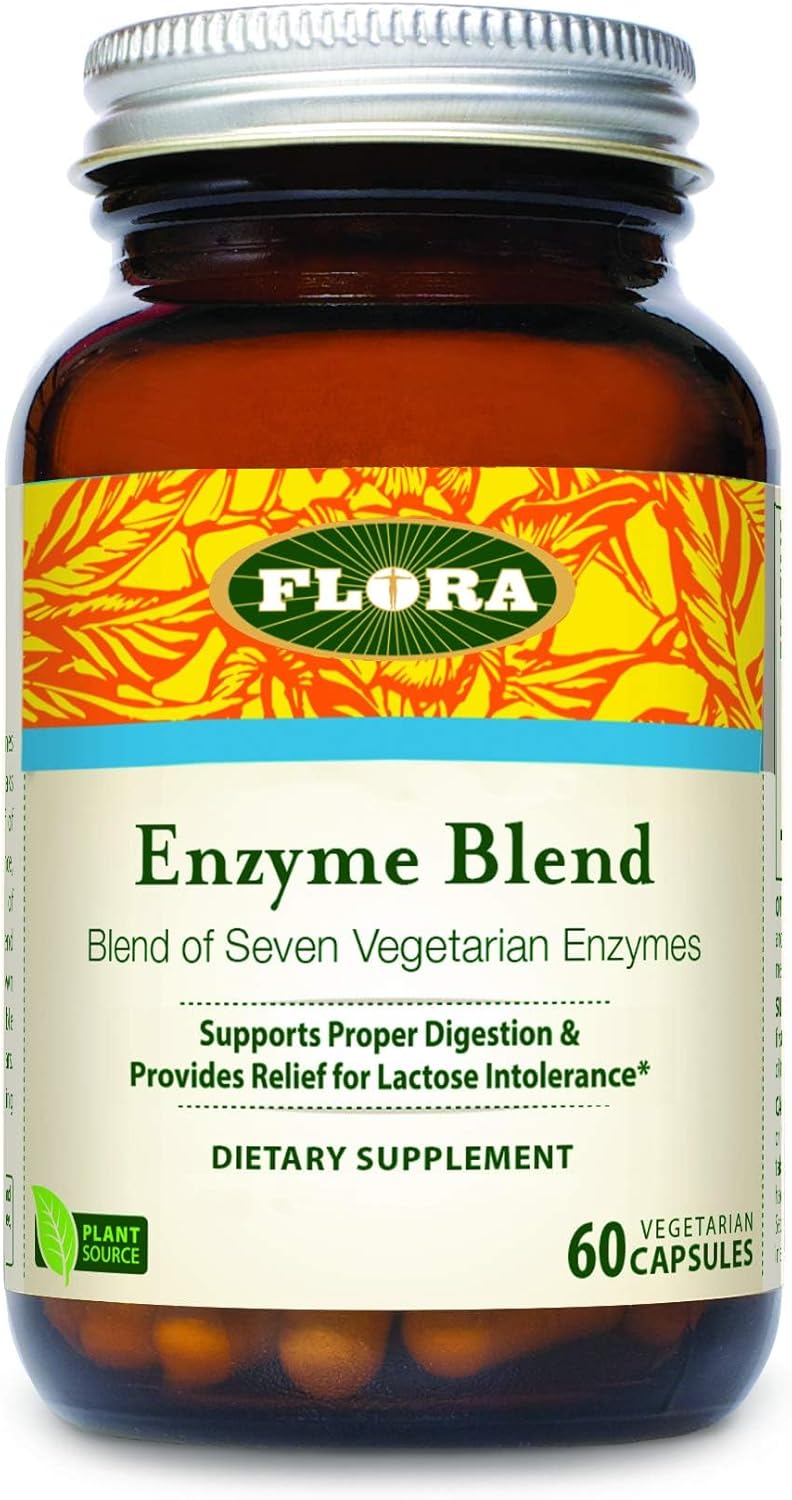 Vegetarian Enzyme Blend for Optimal Digestion, Supports Proteins, Carbs, Fiber, & Sugars, Relieves Lactose Intolerance, 60 Capsules