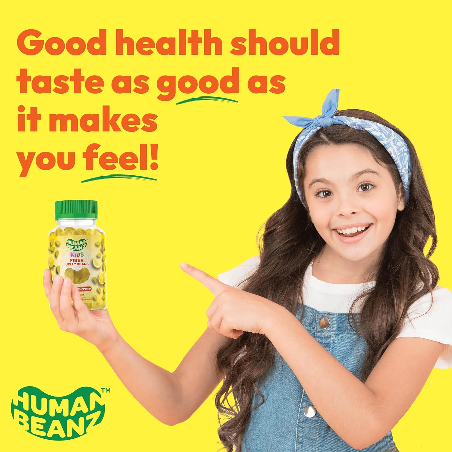 Vegetarian Fiber Gummy Jelly Beans for Kids, 120 Fiber Supplements for Digestive Health