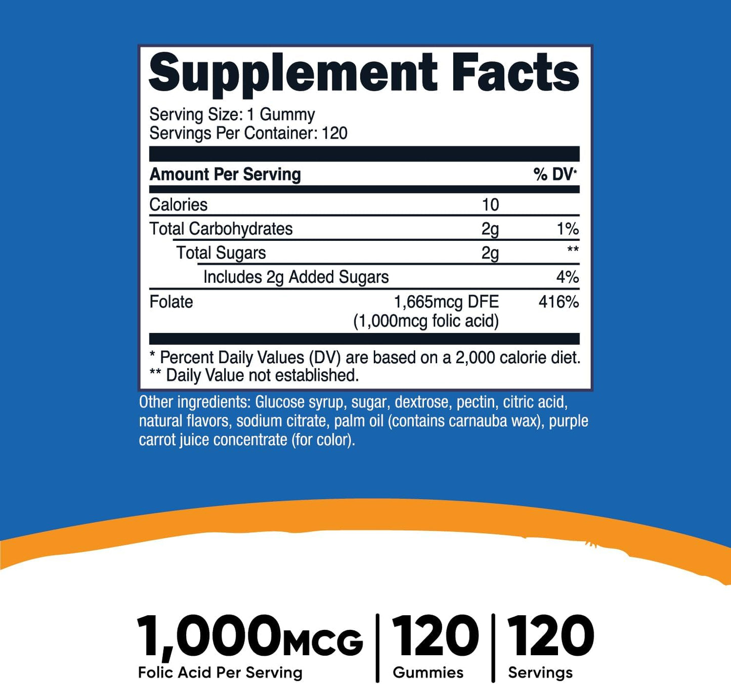 Vegetarian Folic Acid Gummies - 120 Gummies, 1 mg Per Serving - Men & Women Supplement - BoostGo Australia