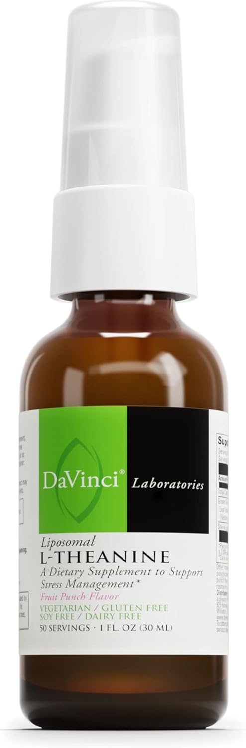Vegetarian Liposomal L-Theanine Supplement for Stress Relief, Focus, and Relaxation - Gluten, Soy, and Dairy-Free - 30 ml