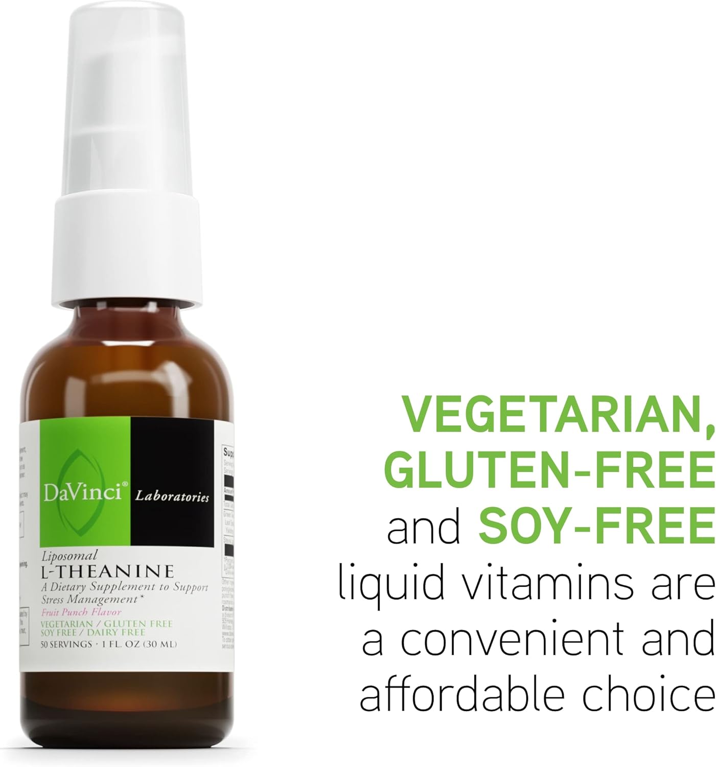 Vegetarian Liposomal L-Theanine Supplement for Stress Relief, Focus, and Relaxation - Gluten, Soy, and Dairy-Free - 30 ml