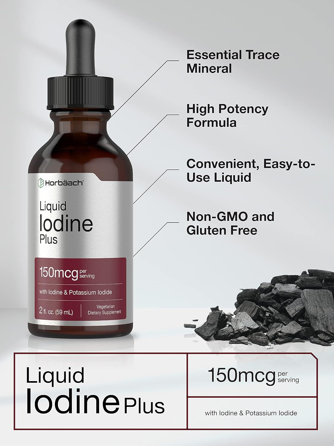 Vegetarian Liquid Iodine Drops - 2 fl oz - 150 mcg - Iodine & Potassium Iodide Tincture - Non-GMO & Gluten Free