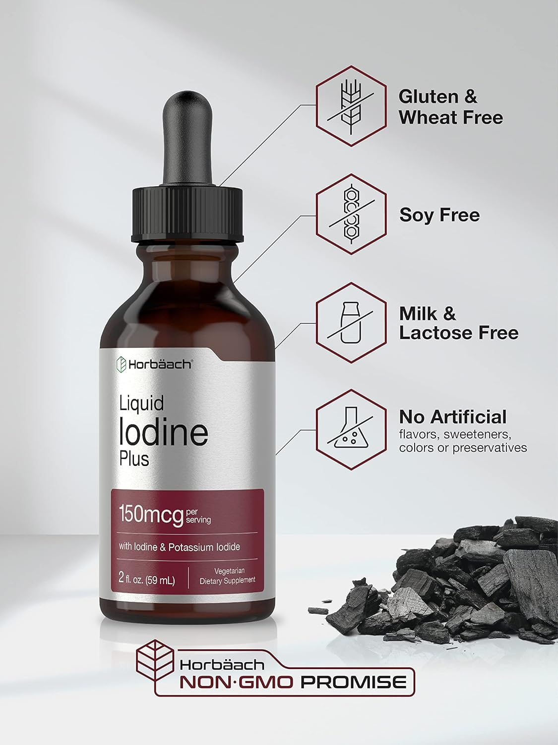 Vegetarian Liquid Iodine Drops - 2 fl oz - 150 mcg - Iodine & Potassium Iodide Tincture - Non-GMO & Gluten Free