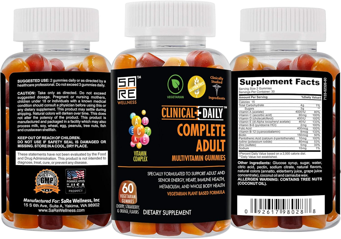 Vegetarian Multivitamin Gummies with Superfood Fruits & Vegetables for Women, Men, Teens, Seniors - 60 Count
