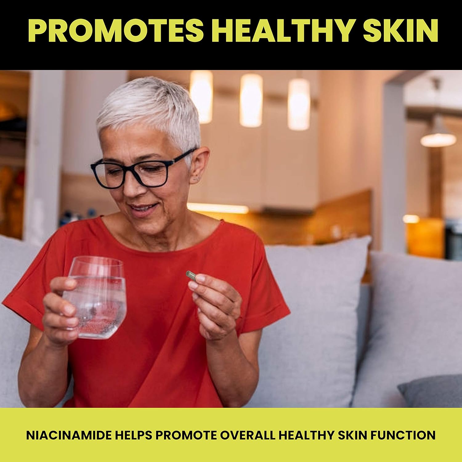 Vegetarian Niacinamide Supplement for Healthy Skin | Non-Flushing Vitamin B3 Tablets | Gluten-Free | 120 Capsules, 500mg | Vegetable Cellulose Capsules