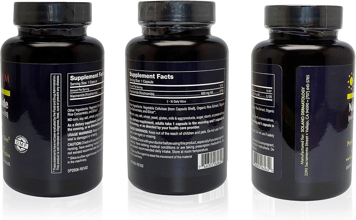 Vegetarian Niacinamide Supplement for Healthy Skin | Non-Flushing Vitamin B3 Tablets | Gluten-Free | 120 Capsules, 500mg | Vegetable Cellulose Capsules