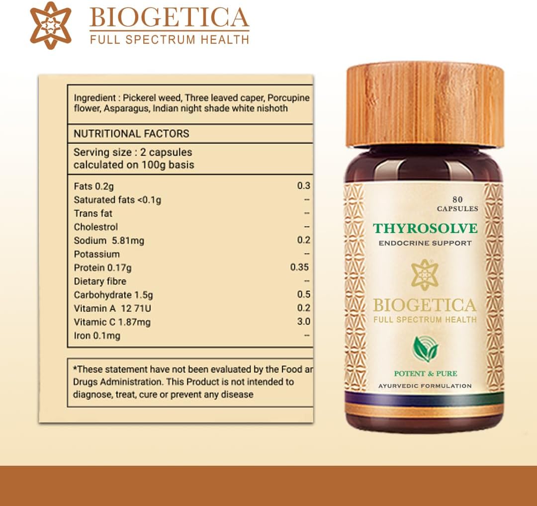 Vegetarian Non-GMO Thyroid Support Supplement - 100% Vegan Ayurveda Capsules - Natural Thyroid Aid