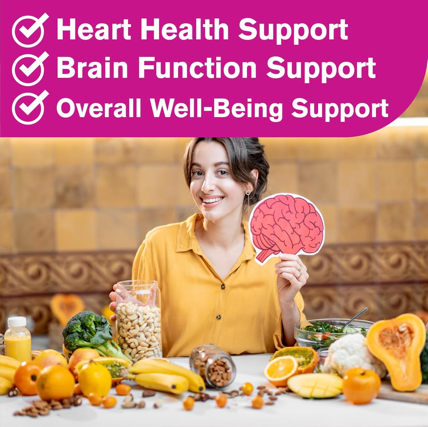 Vegetarian Omega 3 6 9 Gummies with Flaxseed Oil, DHA | GMO & Gluten Free | Orange & Lemon Flavor | Natural Colors | 90 Count