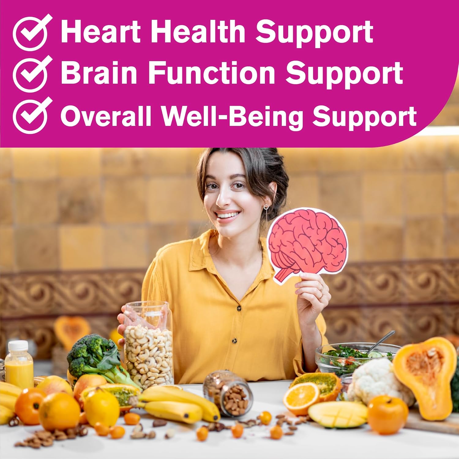 Vegetarian Omega 3 6 9 Gummies with Flaxseed Oil, DHA | GMO & Gluten Free | Orange & Lemon Flavor | Natural Colors | 90 Count