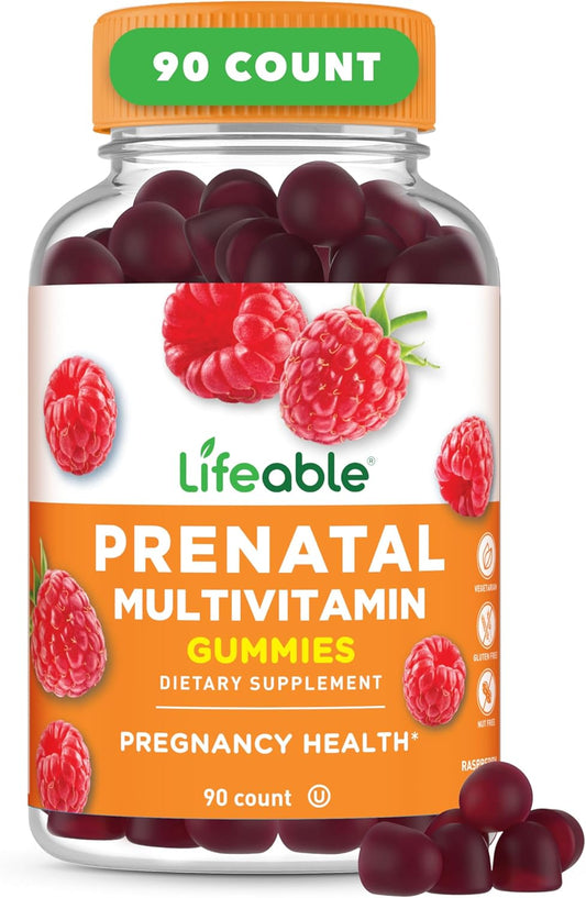 Vegetarian Prenatal Gummies with Iron, Choline, and Great Taste - 90 Count - Non-GMO Lifeable Multivitamin for Women