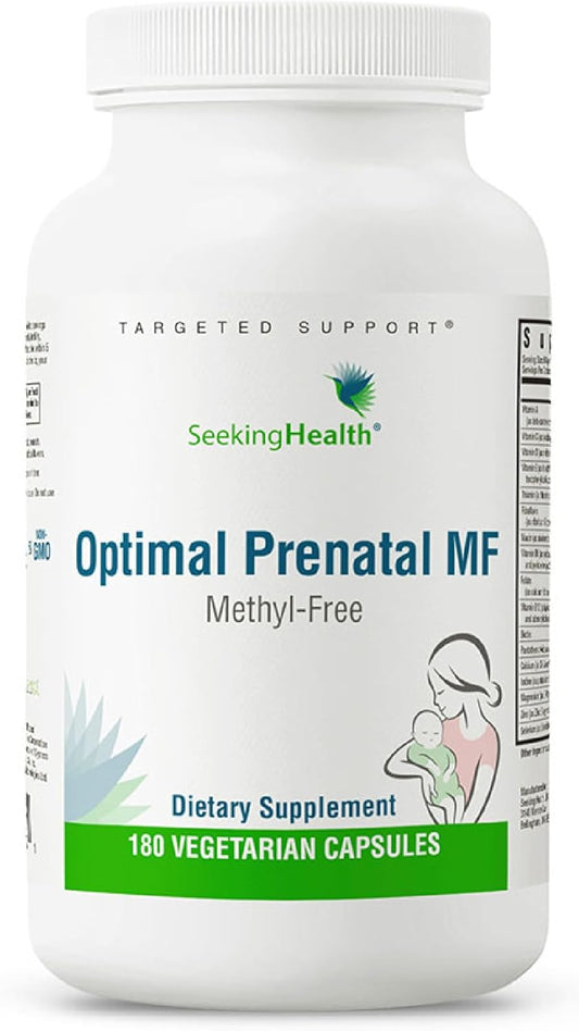 Vegetarian Prenatal Vitamin for Pregnancy Support with Methyl-Free Folate, B12, B6, and Ginger - 180 Capsules